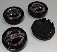 Заглушка,колпачок в литые диски,Nissan,D54mm,d49mm,черный,хром знак Ниссан
